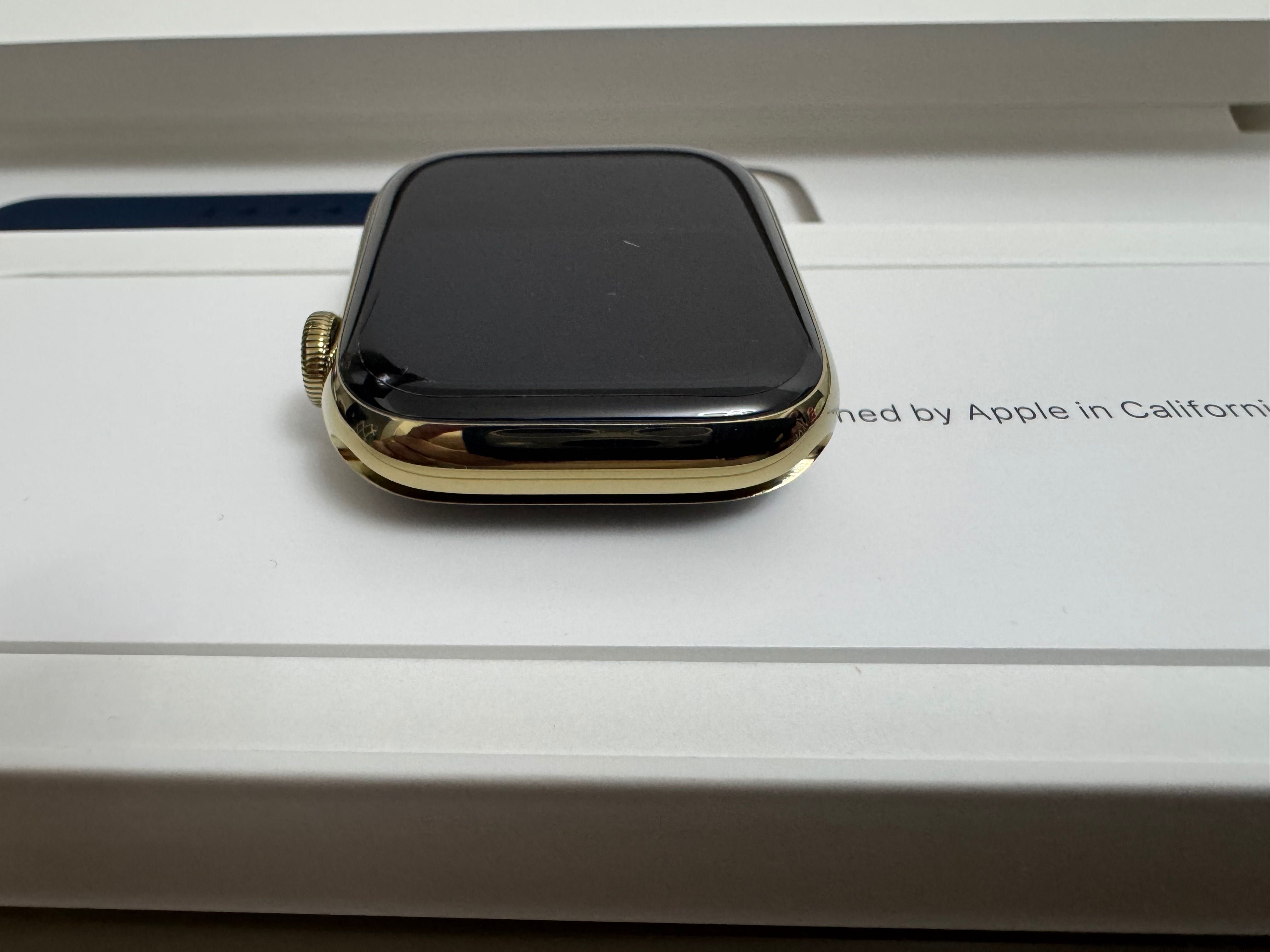 Apple Watch SERIES 7 Gold Stainless Steel Blue SportBand 45MM Cellular