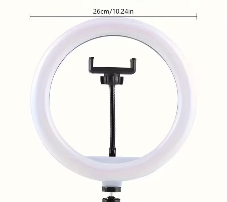 LED ринг лампа 26 см с триножник и държач за телефон