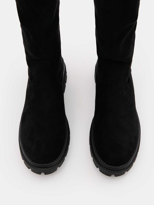 Дамски черни велурени ботуши Mohito