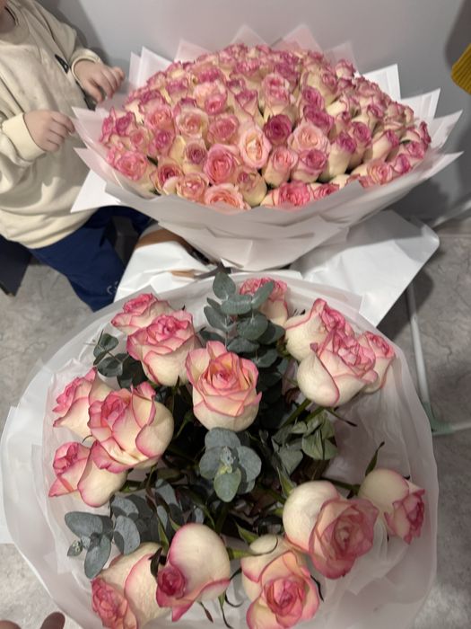 Цветы букет роз 101 и 15