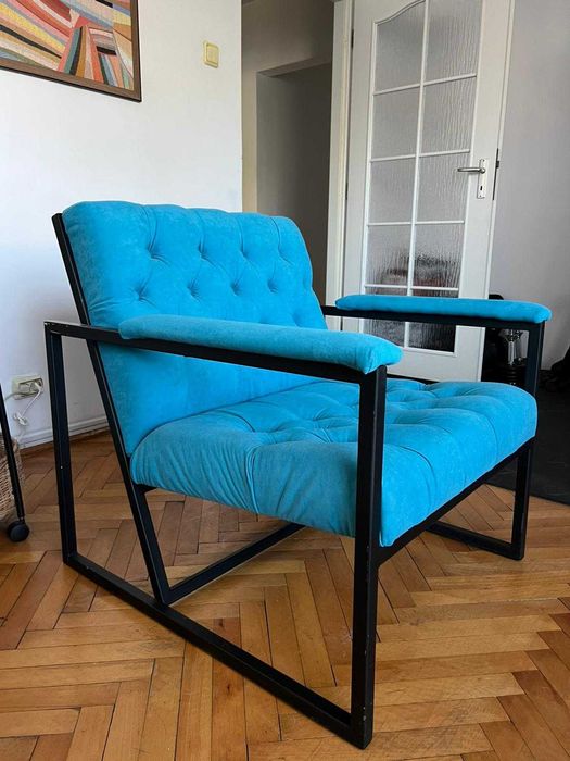 Fotoliu/scan cadru metalic catifea