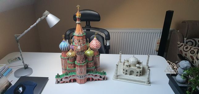 Puzzle 3D Catedrala Sf Vasile Rosie din Moskova si Taj Mahal