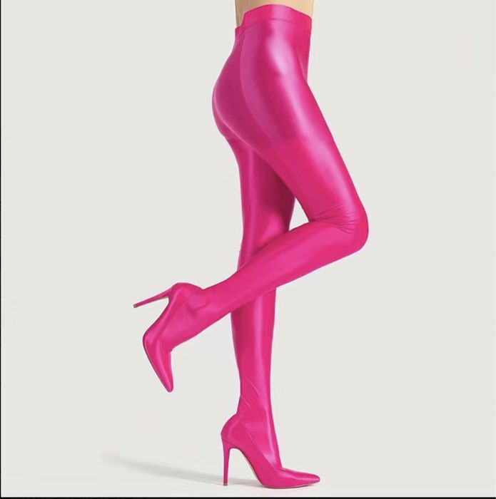 Cizme  stiletto cu colanti fucsia