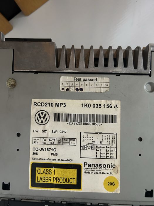 Radio CD MP3 RCD 210 VW/Skoda