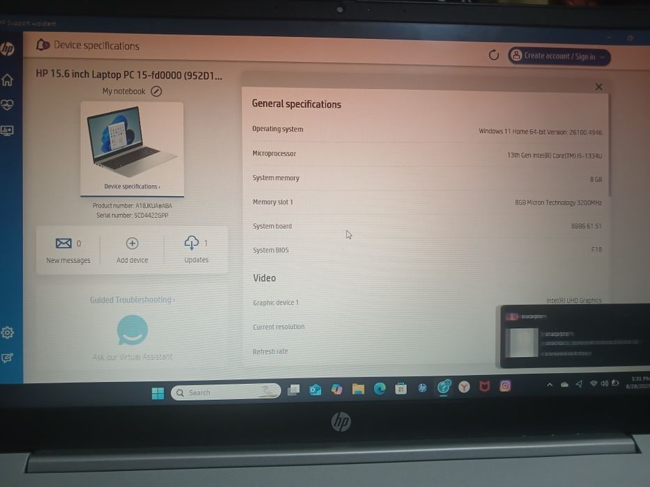 Noutbuk HP core i5