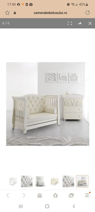 Vand patut tapitat cu cristale swarovski+comoda infasat+saltea