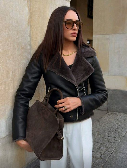 НОВО Кожено топло яке от изкуствена кожа размер S