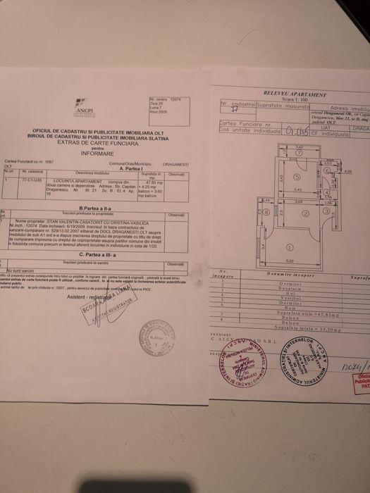 Vanzare Apartament Draganesti Olt (zona centrala) ,decomandat ,2 cam.