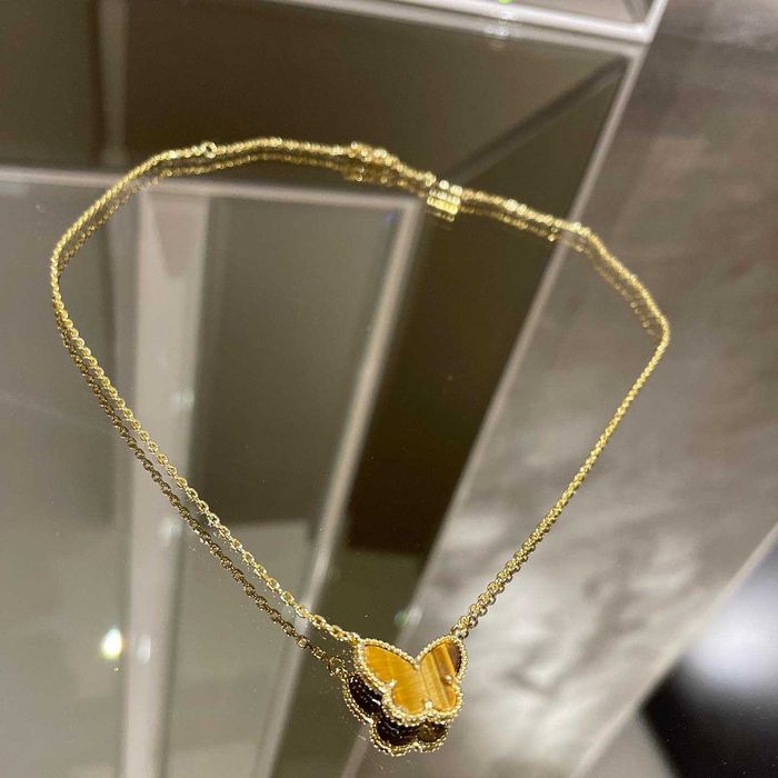 Van Cleef & Arpels VCA Lucky Alhambra Tiger Eye Butterfly Дамско Колие