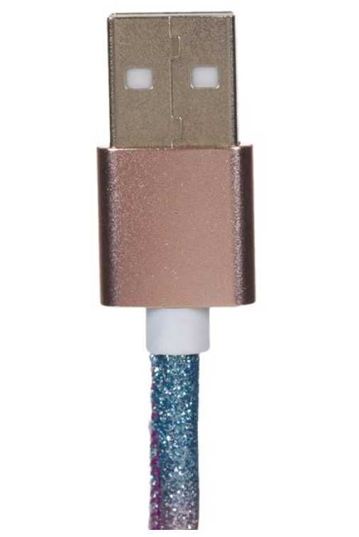 Cablu de Incarcare 3 in 1 Rainbow Glitter