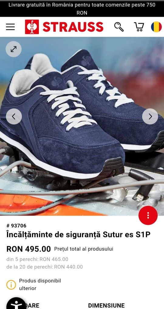 Pantofi noi Engelbert Strauss SUTUR, încălțăminte cu bombeu Nr.43