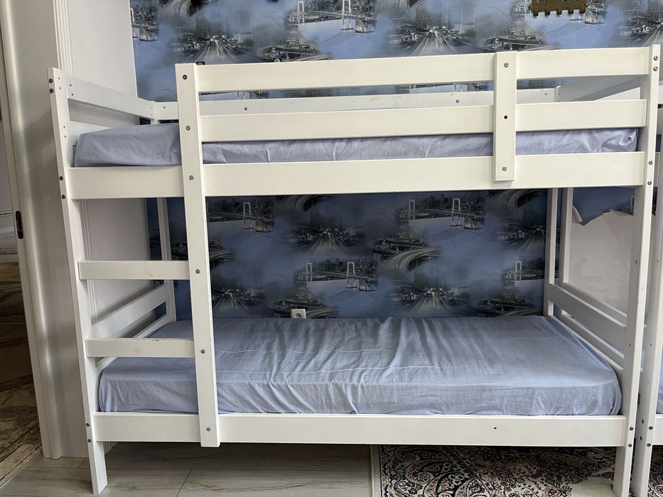 Двухъярусная кровать, 80x180 см, белый.