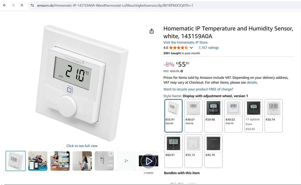 Senzor de temperatură și umiditate Homematic IP, alb, 143159A0A