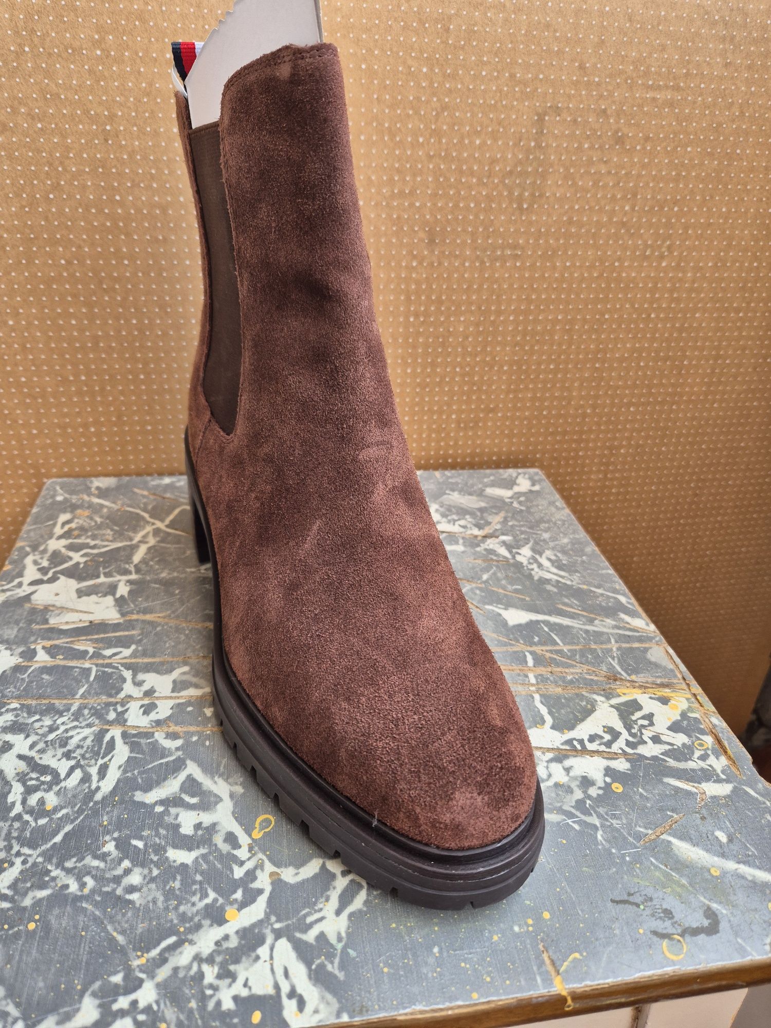 Tommy Hilfiger - Ghete dama, Piele naturala, Maro, 40