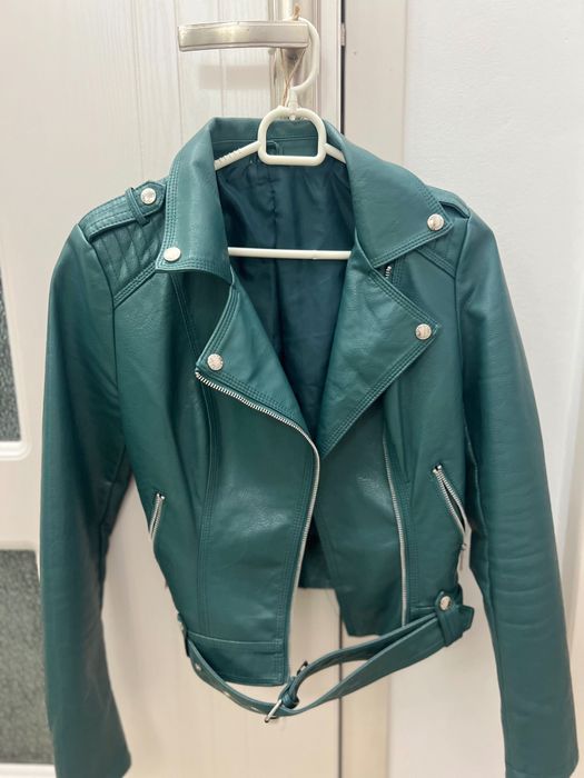 Geaca piele eco verde XS