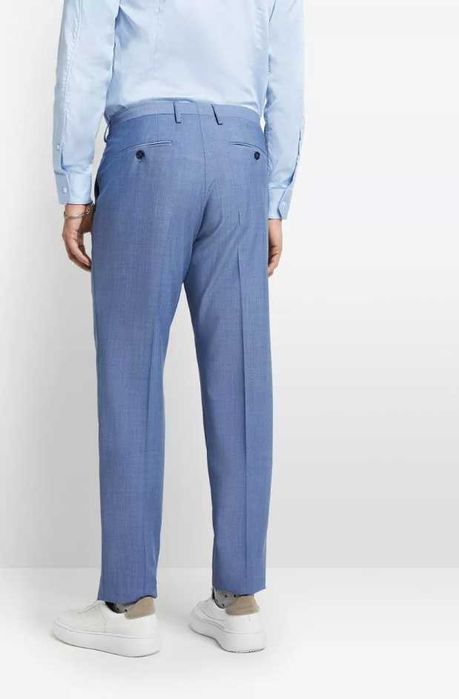 Pantaloni slim L XL premium CINQUE noi lana tesatura fina bleu ciel