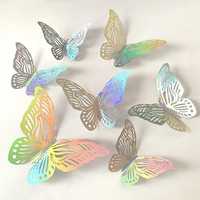 Set 12 stickere 3D Fluturi Holografici. Pentru perete, geam, laptop