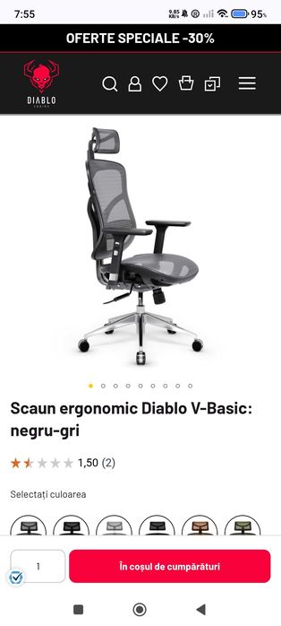 Scaun ergonomic Diablo V-Basic: negru militari resident nou birou
