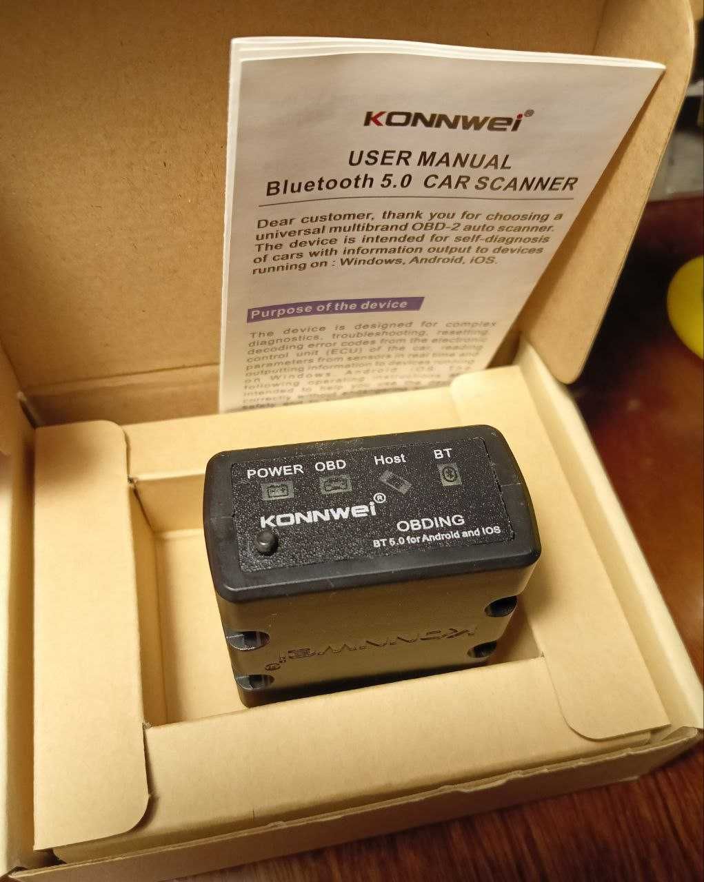 Сканер ODBII KONNWEI ELM327 блютуз