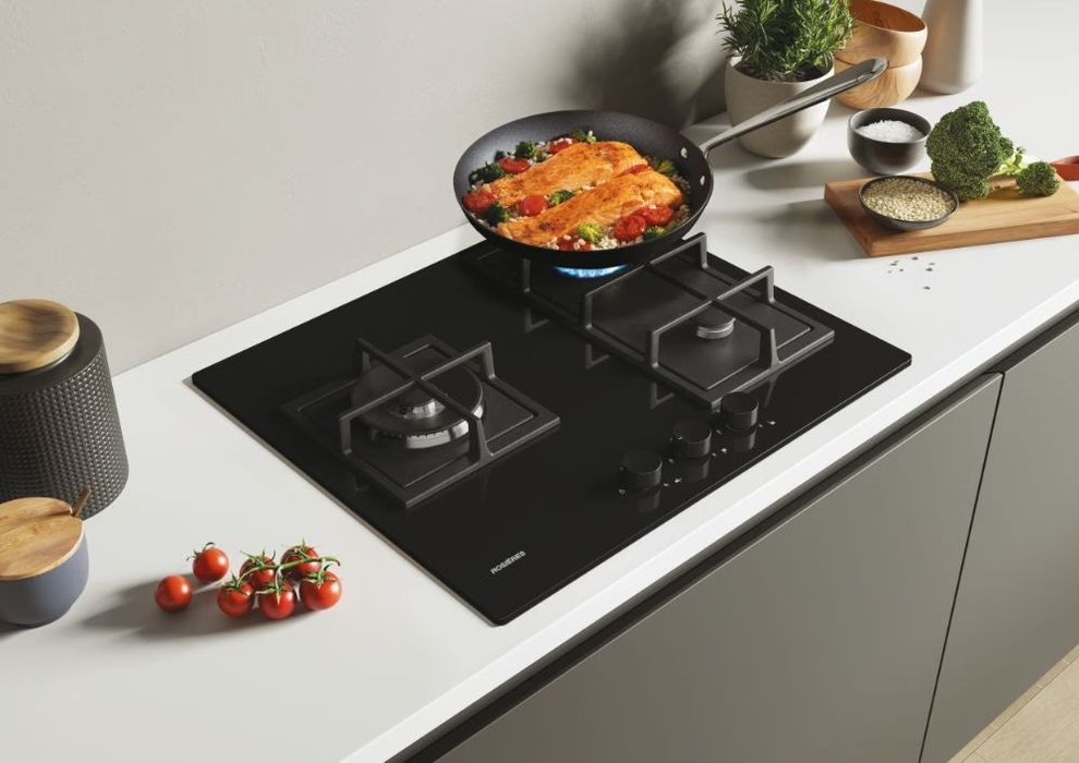 Plită pe gaz cu sticlă Rosières RVG63B4MBB/1