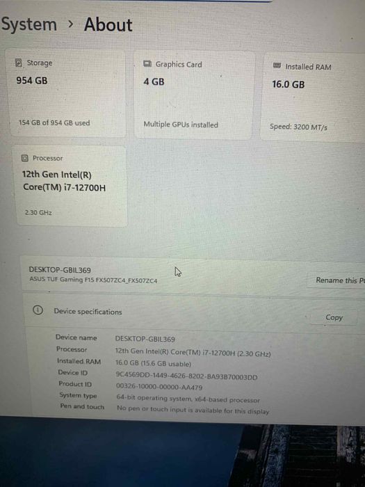 Vand asus tuf. F15 impecabil