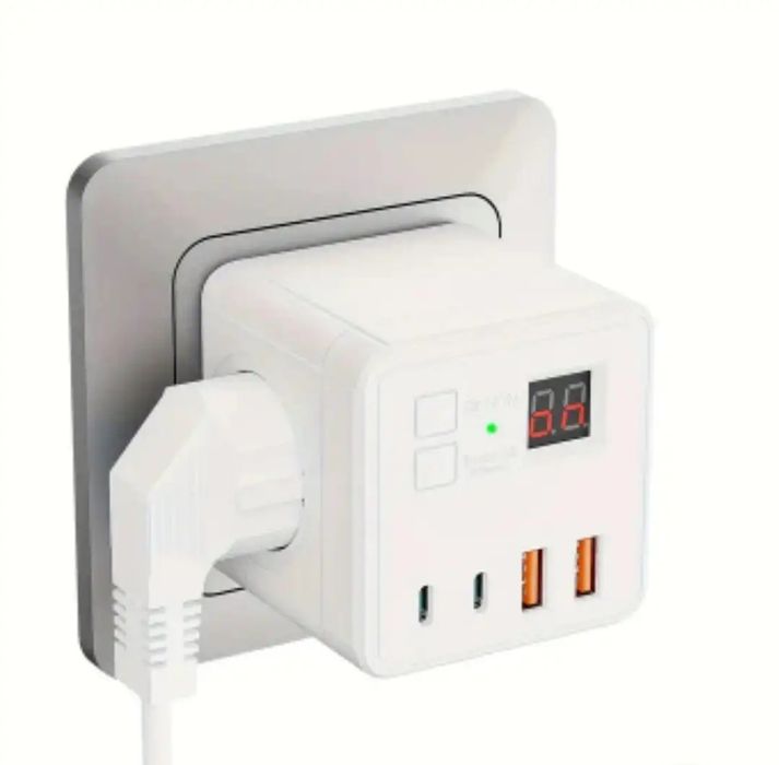 Сетевой фильтр с таймером 3 розетки + 2 USB-порта + 2 Type-C