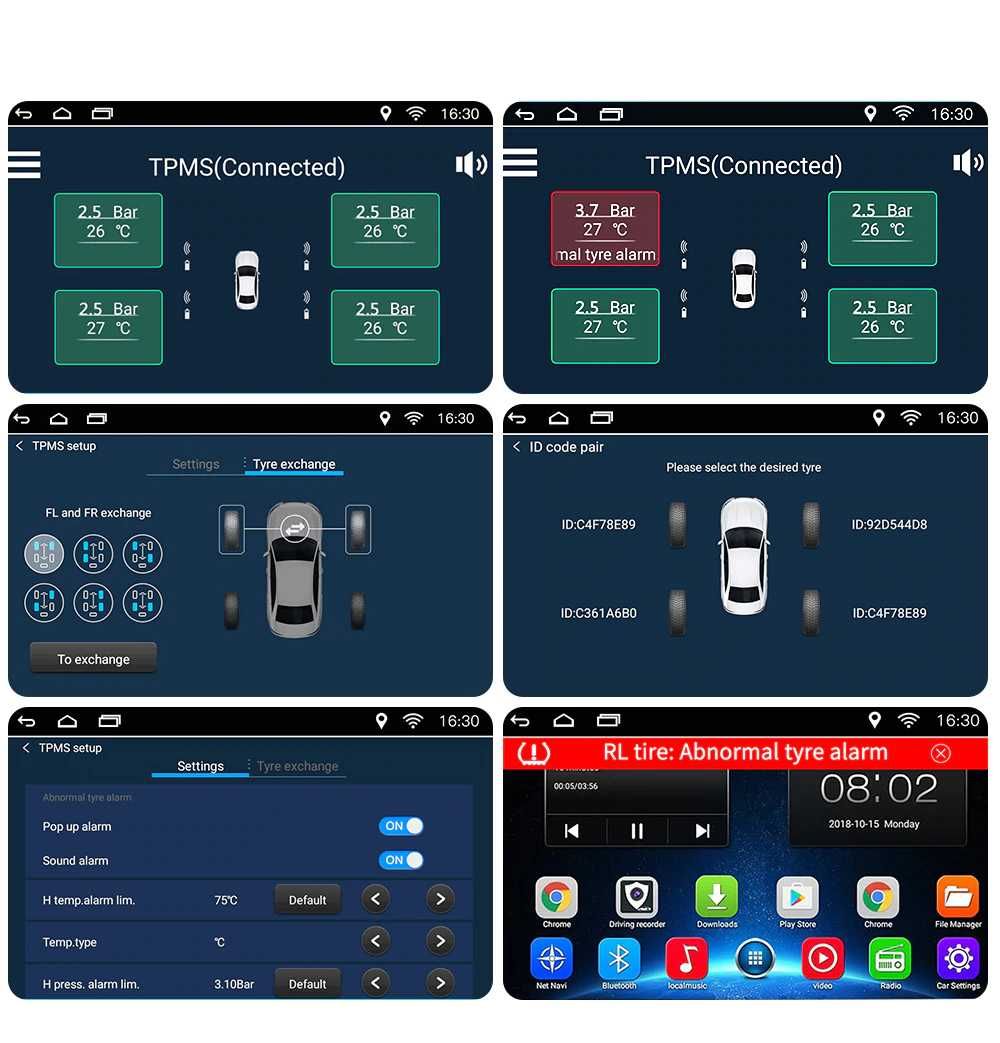 Android TPMS Датчици Сензори Монитор Налягането в Гумите USB