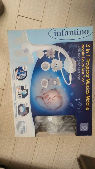 Carusel Muzical pentru Patut Bebelusi, 3in1, cu Proiector