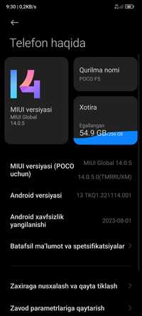 POCO F5 karobka dokument full tinq 3oyli yangi