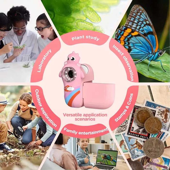 Детски дигитален микроскоп 2MP с 1000x увеличение HD 2 инчa IPS екран