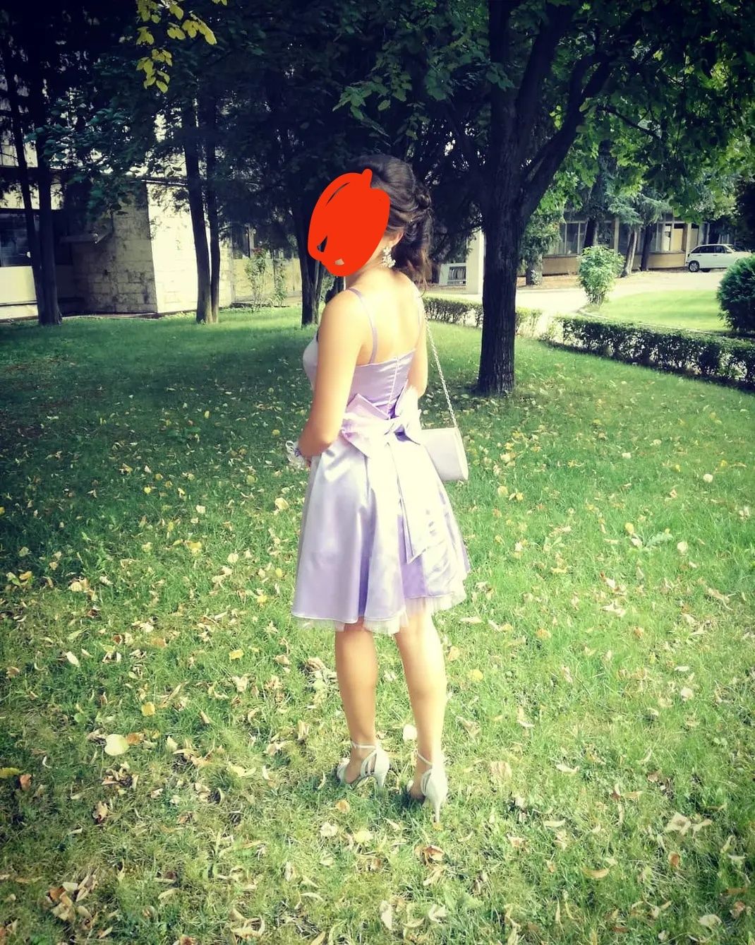 Официална рокля S размер , сатен - млечно лилаво