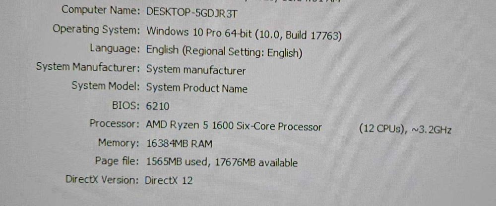 Unitate PC Ryzen 5 1600/GTX 660- 2GB/16 GB DDR4/SSD+HDD/GTA5/CS GO