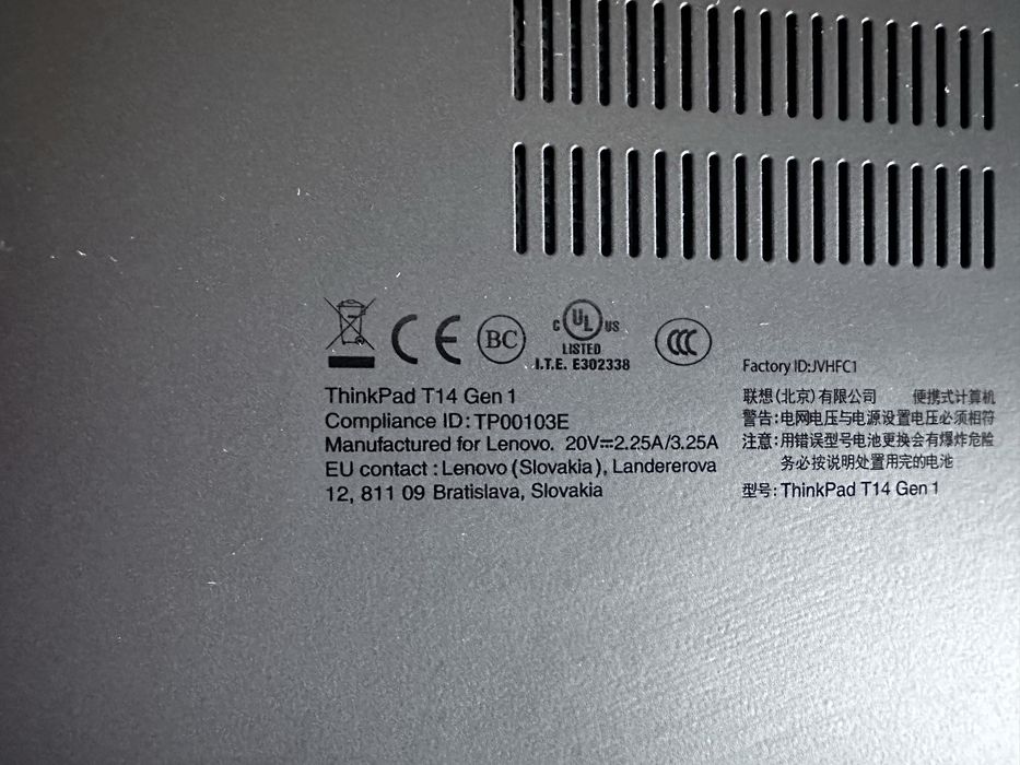 Laptop Lenovo ThinkPad T14 i5-10210U, 8GB DDR4, SSD 256 - IMPECABIL