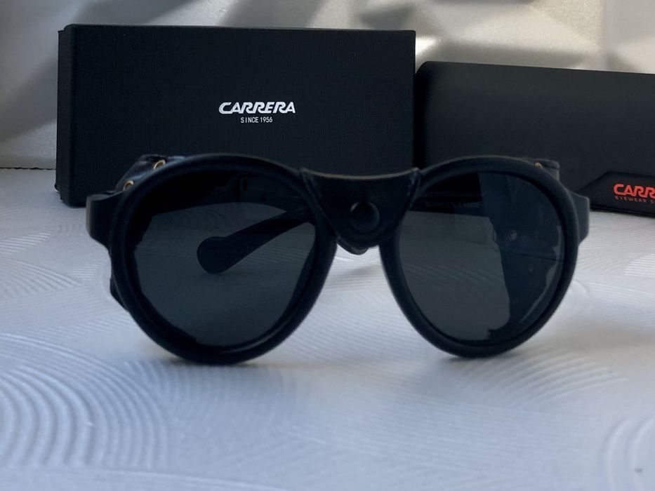 Мъжки слънчеви очила с кожа кръгли carrera 2 цвята черни сини