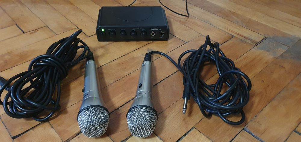 Set Karaoke cu 2 microfoane, intrare statie audio