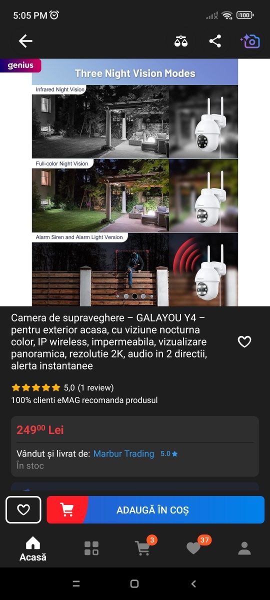 Set 2 camere galayou 2k noi. Wifi.