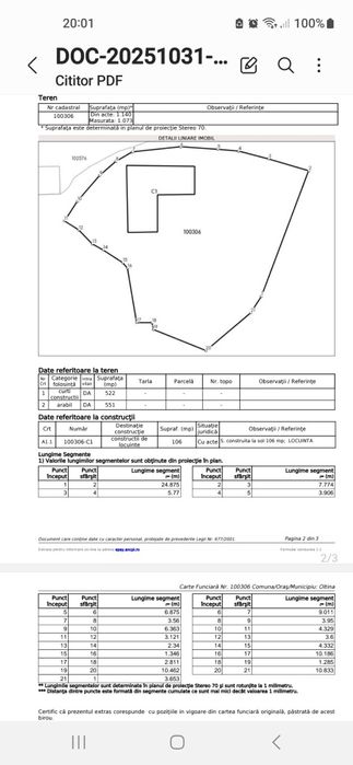Teren Oltina, intravilan