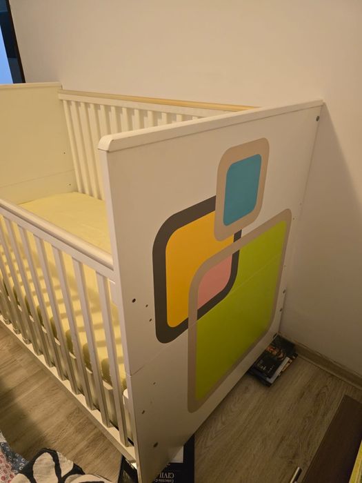 Pat si saltea copil, din lemn, dimensiuni 70/140