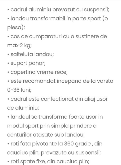 Cărucior 2 in 1 Transformabil 0 - 36 luni Gri