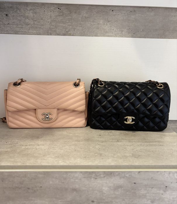 Черна и розова чанта Chanel