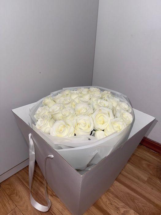 белые розы 25 шиук