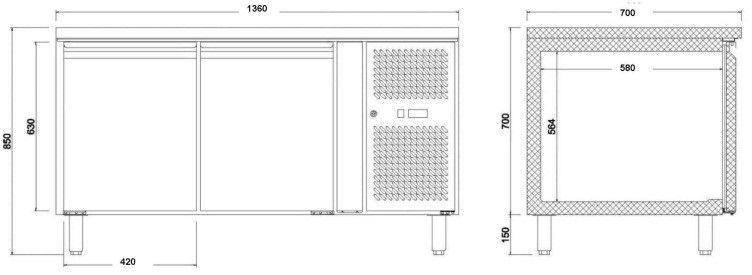 Morgan GmbH - Masa congelare 3 usi -18°C/ -22C° (1800x700x850 mm)