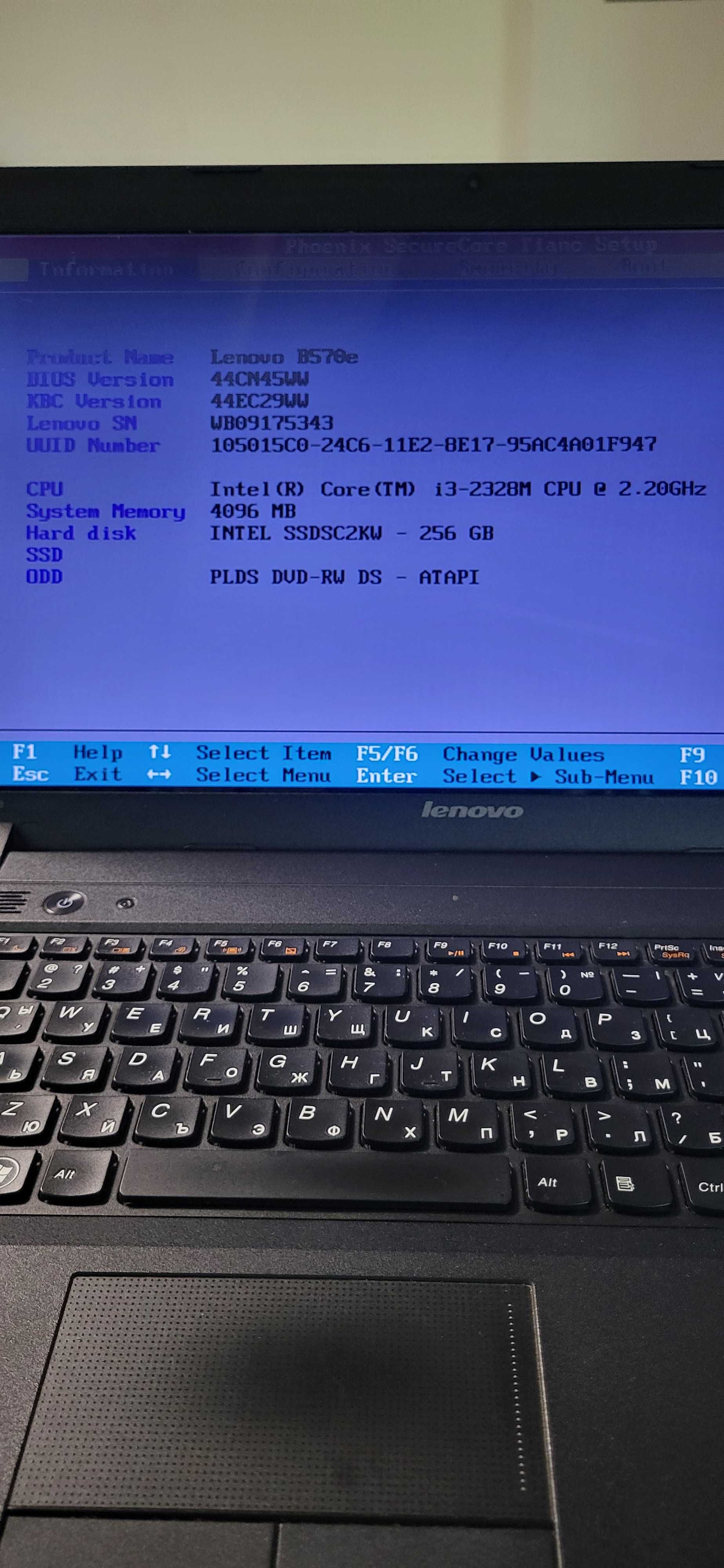 PC Lenovo B578e, core i3-2328M 256 GB Intel SSD