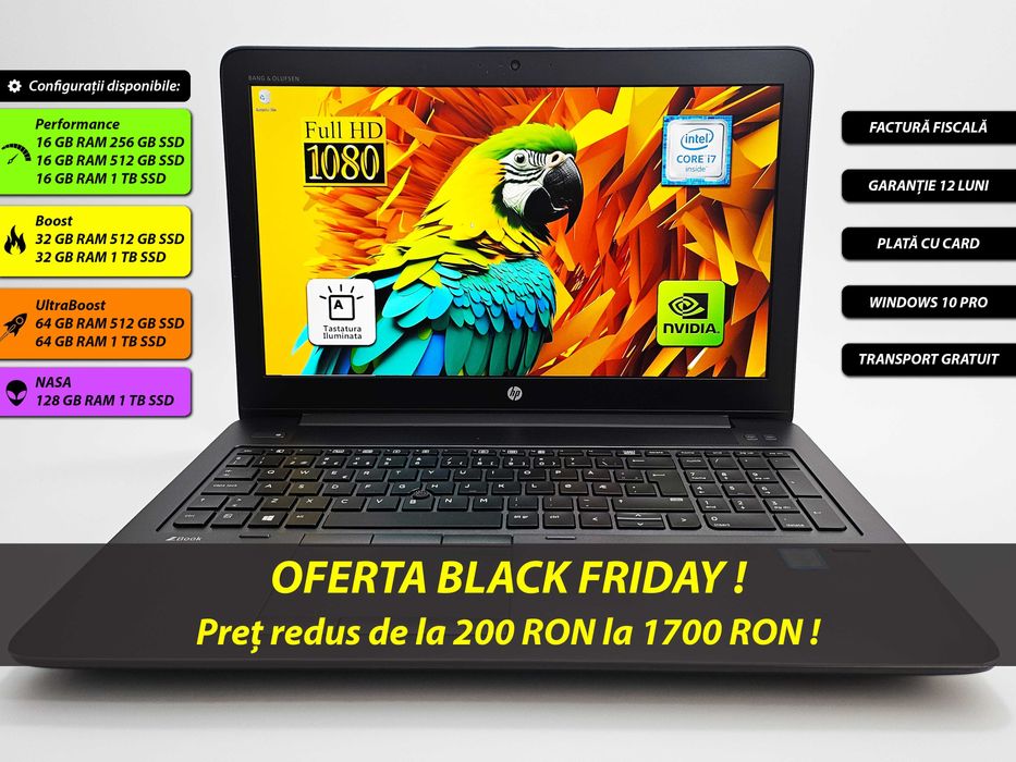 Laptop HP ZBOOK 15 G3 i7 32 gb 1 TB SSD Gaming Nvidia Garantie 12 luni