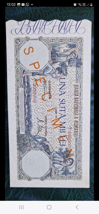 Bancnota 100.000 lei 1945 SPECIMEN