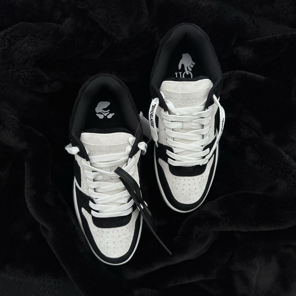 Off-White Out Of Office Cow Suede Black White Alb negru- 100% original
