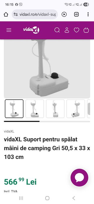 Ghiuveta,curte. Pentru spălat mâini de camping Gri 50,5 x 33 x 103 cm