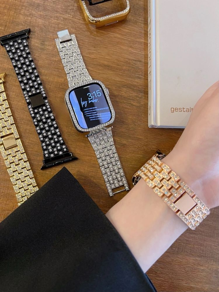 Стоманена каишка с камъчета за Apple Watch ULTRA/SE/10/9/8/7/6/5