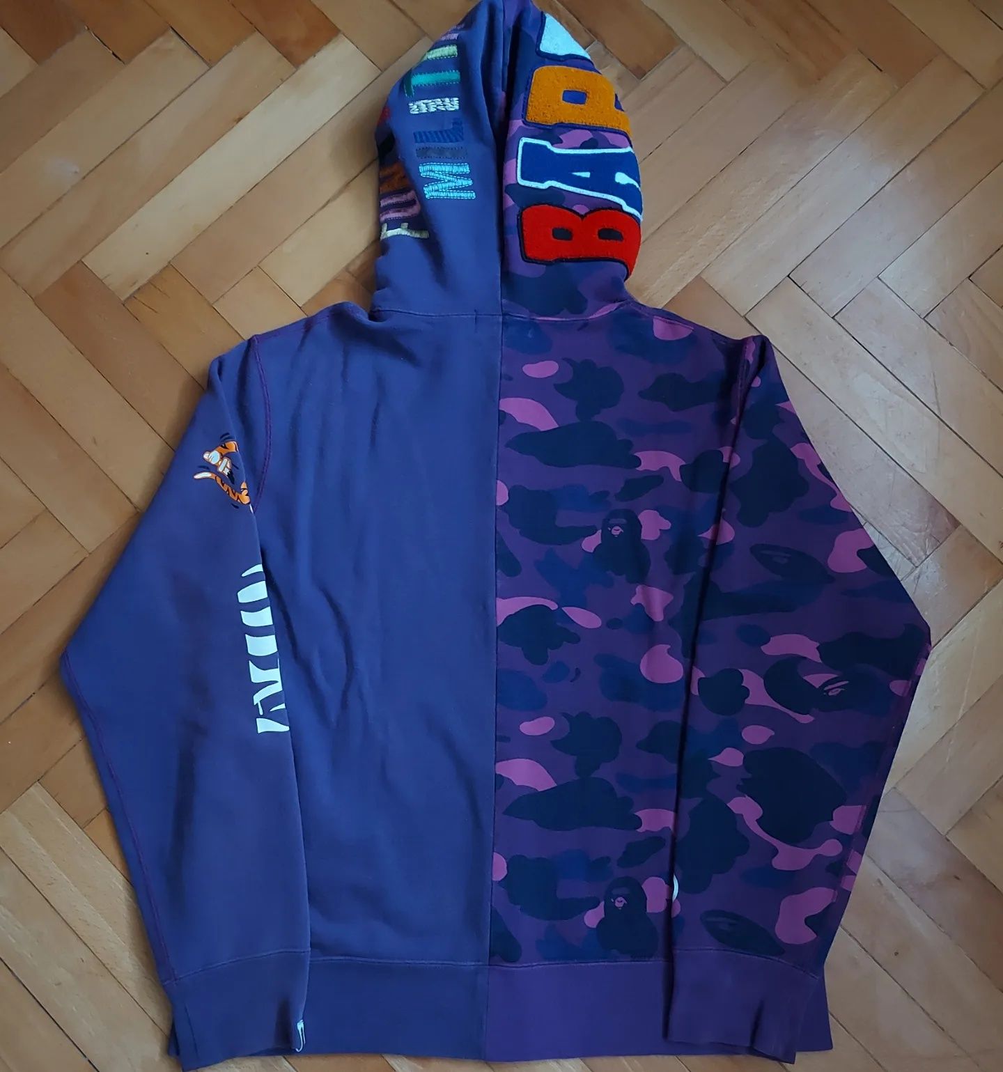 A Bathing Ape 2nd Ape Tiger Half Full Zip Purple Hoodie 100% Original