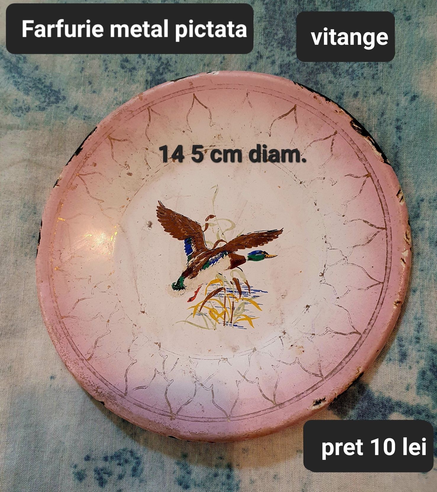 Farfurie mica metal pictata